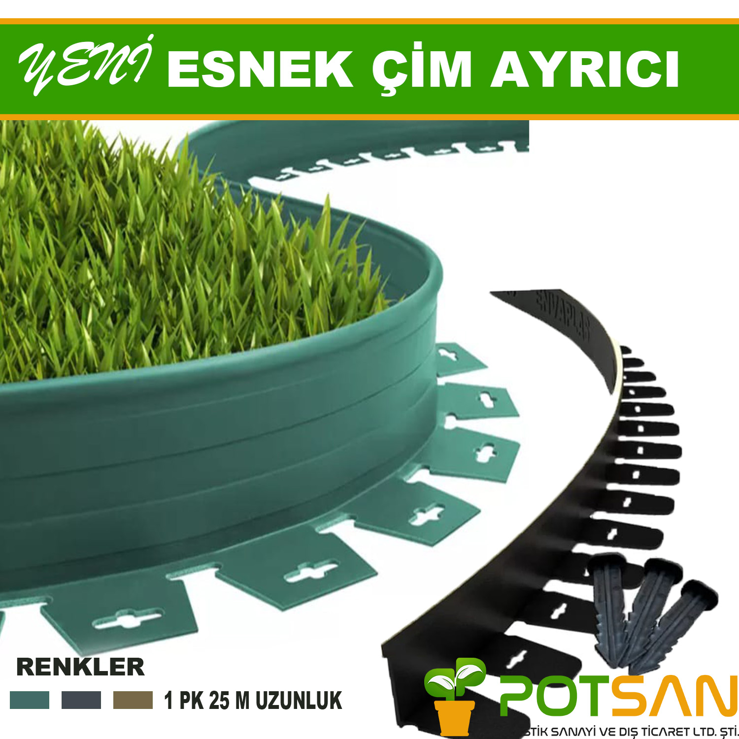 Esnek çim ayırıcı
